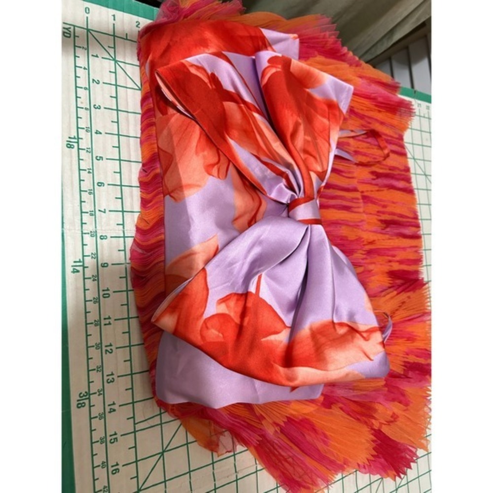 Anthropologie Hutch 6 Tier Tulle Mini Dress Orange Floral Bow Party Cocktail - Picture 6 of 12